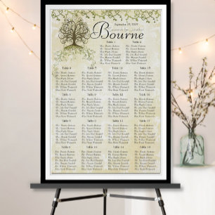 Brown and Green Swirl Tree Reception Seating Chart