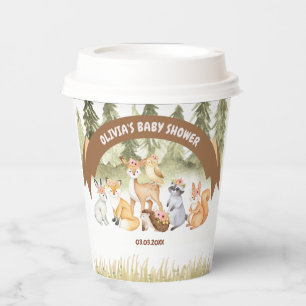 Brown And Green Woodland Animals Baby Shower  Paper Cups