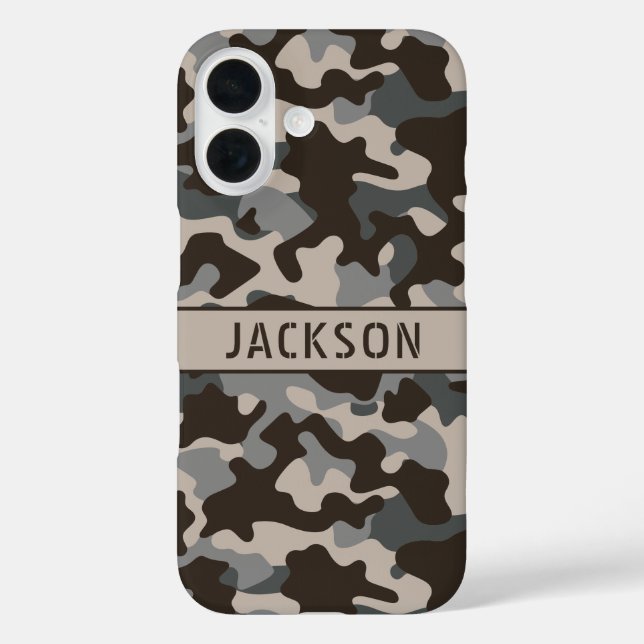 Brown and Grey Camouflage Personalised Case-Mate iPhone Case (Back)