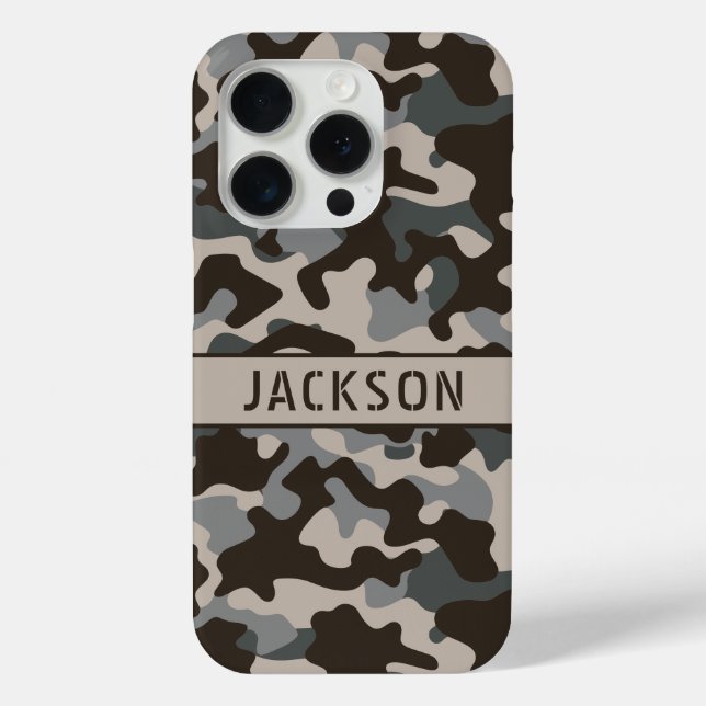 Brown and Grey Camouflage Personalised Case-Mate iPhone Case (Back)