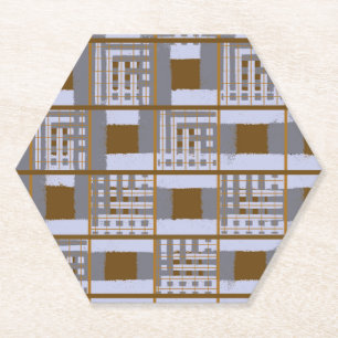Brown and Grey Check Paper Coaster