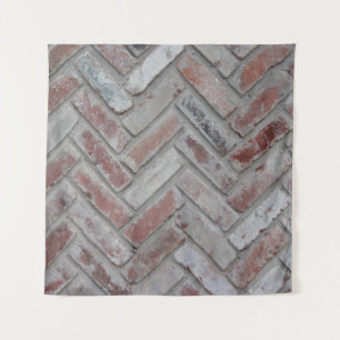 Brown and grey concrete brick wall tapestry