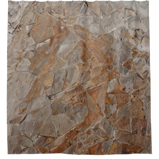 Brown and grey concrete frame shower curtain (Front)