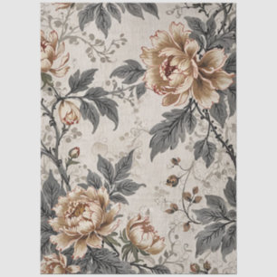 Brown And Grey Floral Design Tissue Paper