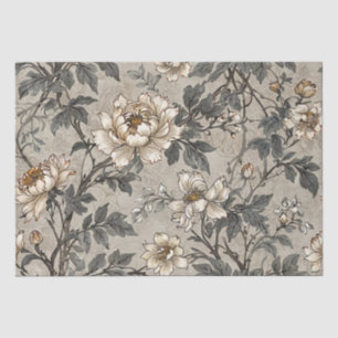 Brown And Grey Floral Design Tissue Paper
