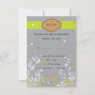 Brown and Grey Floral Wedding RSVP Cards