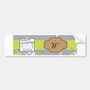Brown and Grey Floral Wedding Water Bottle Label