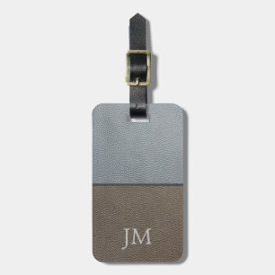 Brown and grey leather texture customer design luggage tag