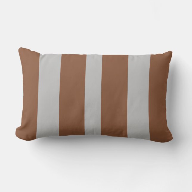 Brown and grey lines stripes lumbar cushion (Front)