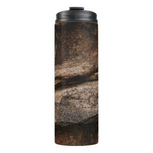 Brown and grey rock formation thermal tumbler