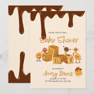 Brown and honey Chocolate Dessert Baby Shower  Invitation