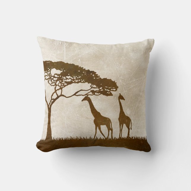 Brown and Ivory African Giraffe Wedding Cushion (Front)