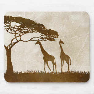 Brown and Ivory African Giraffe Wedding Mouse Pad