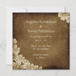 Brown and Ivory Floral Save The Date