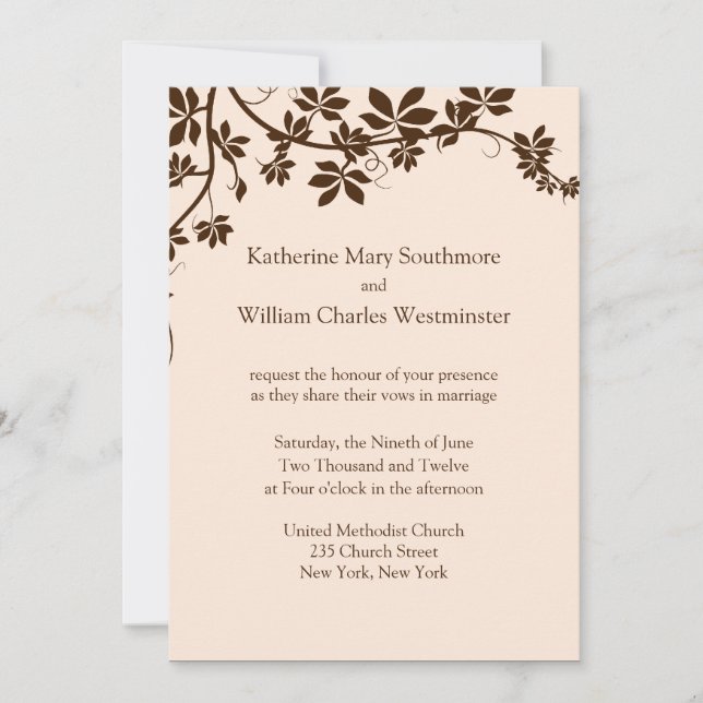 Brown And Ivory Wedding Invitations (Front)