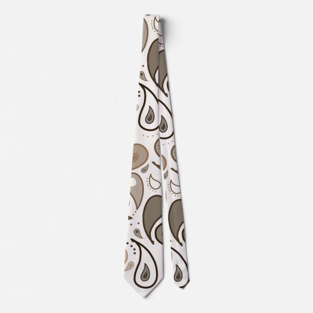 Brown And Khaki Paisley Design Tie (Front)