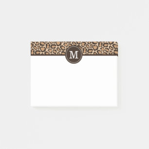 Brown and Leopard Print Custom Monogram Post-it Notes