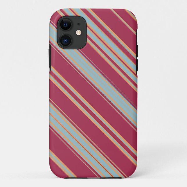 Brown and Light Blue Diagonal Stripes Case-Mate iPhone Case (Back)