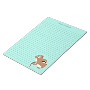 Brown and Mint Green Chipmunk Lovers Personalised Notepad
