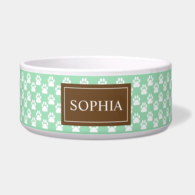 Brown And Mint Green Dog Paws With Pet's Name (Front)