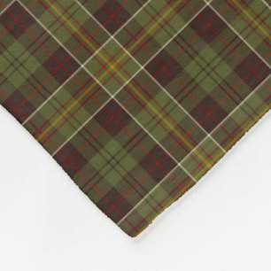 Brown and Moss Green Rustic Plaid Fleece Blanket
