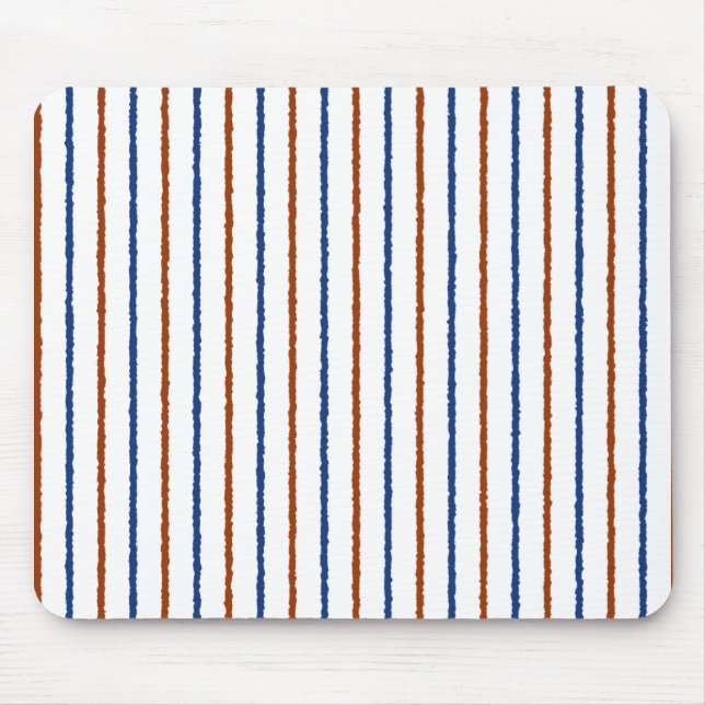 Brown and Navy Blue Stripes with Uneven Lines Mouse Pad (Front)