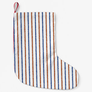Brown and Navy Blue Stripes with Uneven Lines Small Christmas Stocking