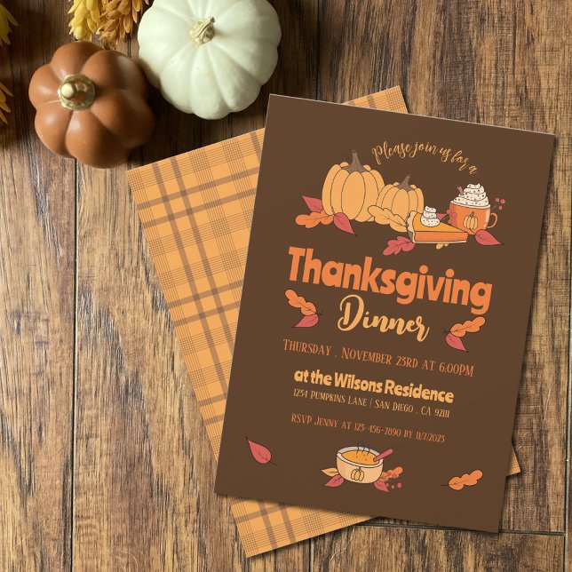 Brown and ochre Thanksgiving Dinner Invitations (Creator Uploaded)