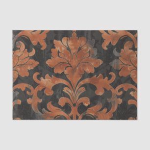 Brown and Orange Damask Pattern Tissue Paper