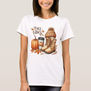 BROWN AND ORANGE FALL VIBES AUTUMN BOOTS T-Shirt