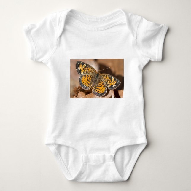 Brown and Orange Moth Apparel and Gifts Baby Bodysuit (Front)