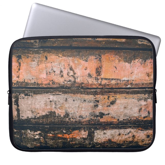 Brown and orange panel laptop sleeve (Front)