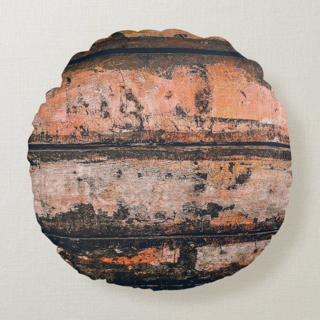 Brown and orange panel round cushion (Front)