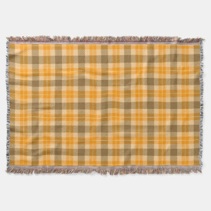 Brown and Orange Tartan Plaid Throw Blanket