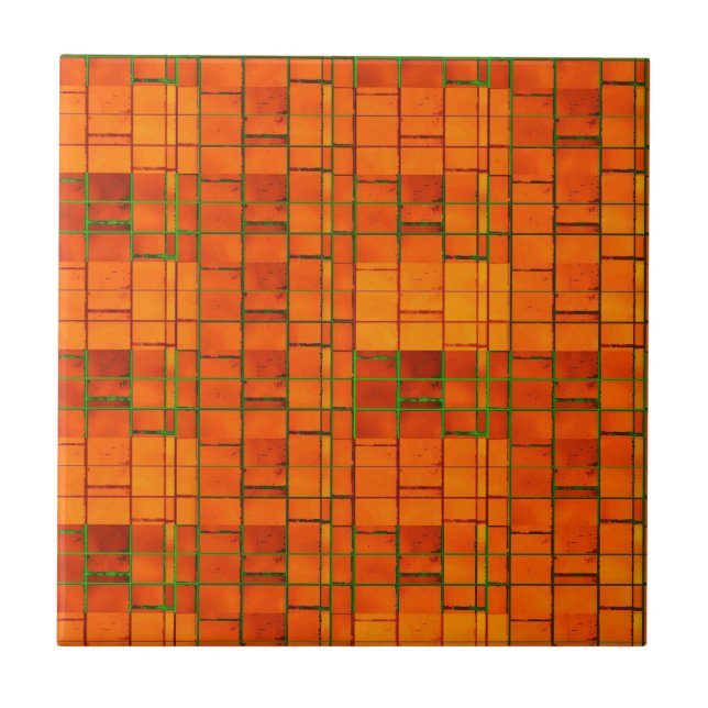 Brown and orange tiled ceramic tile (Front)