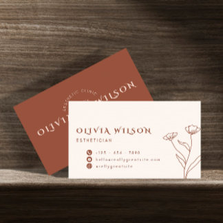 Brown and Pale Yellow Aesthetic Modern Aestheticia Business Card