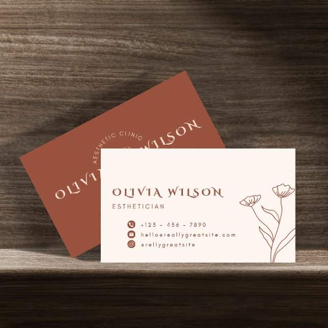 Brown and Pale Yellow Aesthetic Modern Aestheticia Business Card (Creator Uploaded)