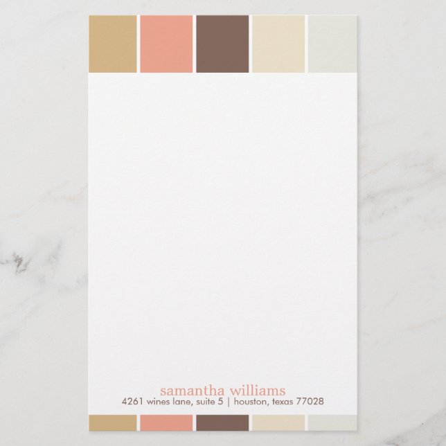 Brown and Peach Modern Decorative Colour Blocks Stationery (Front)