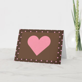 Brown and Pink Framed Heart Holiday Card