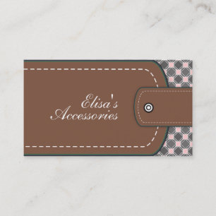 Brown and pink leather look and pattern business card