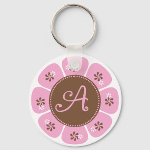 Brown and Pink Monogram A Key Ring
