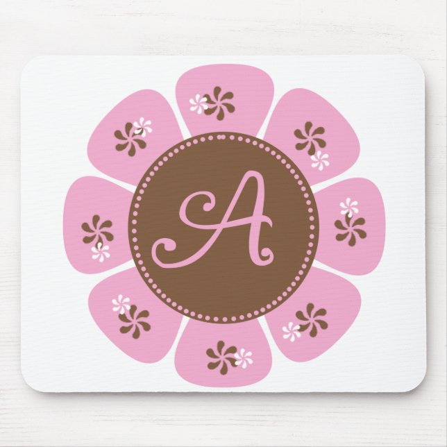 Brown and Pink Monogram A Mouse Pad (Front)