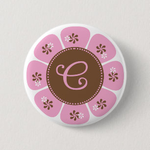 Brown and Pink Monogram C 6 Cm Round Badge