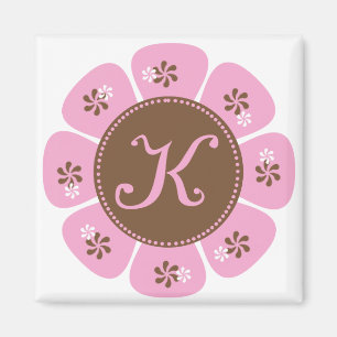 Brown and Pink Monogram K Magnet