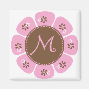 Brown and Pink Monogram M Magnet