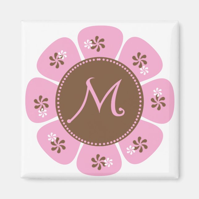 Brown and Pink Monogram M Magnet (Front)