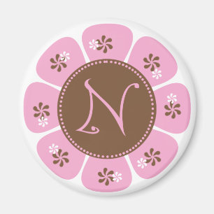 Brown and Pink Monogram N Magnet