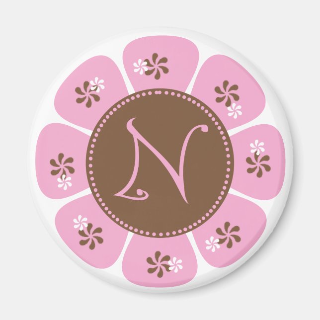 Brown and Pink Monogram N Magnet (Front)