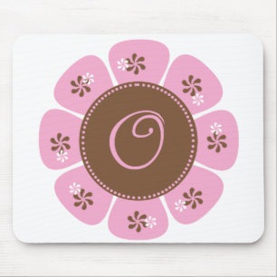 Brown and Pink Monogram O Mouse Pad