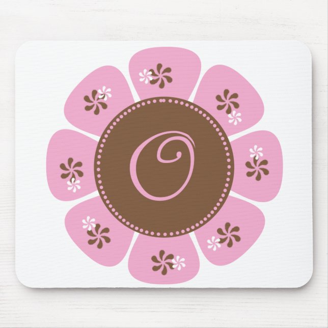 Brown and Pink Monogram O Mouse Pad (Front)